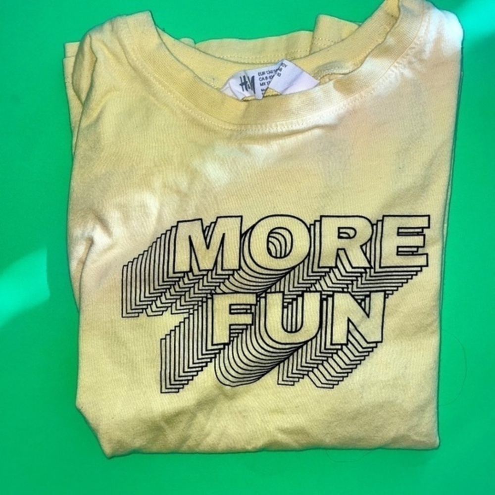 Boys H&M yellow shirt "More Fun" Size Boy 8-10Y​​